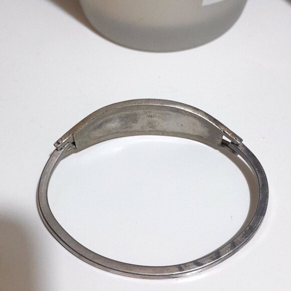 SOLD🔴🔴🔴🔴🔴🔴Vintage Alpaca Mexico Mother of Pearl Inlay Flower Bracelet - Picture 2 of 6